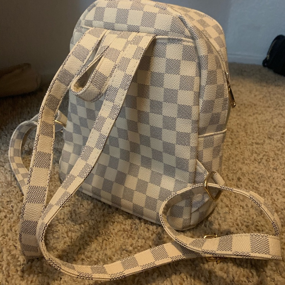 White Checkered Mini Backpack - image 2